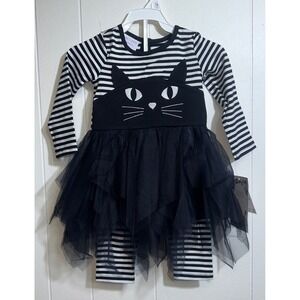 Iris & Ivy Toddler Girls‎ Cat Tulle Tutu Dress & Leggings Set Black White 2T NWT